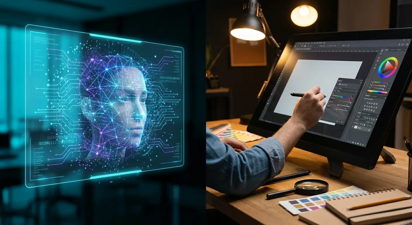AI Face Swap vs Traditional Photo Editing Comparison Showing AI face swap technology versus traditional photo editing across speed, cost, and realism