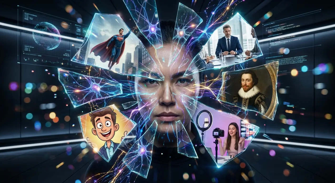 Illustration showing different uses of AI face swap tools including social media content creation, entertainment, marketing campaigns, meme generation, and professional photo editing.