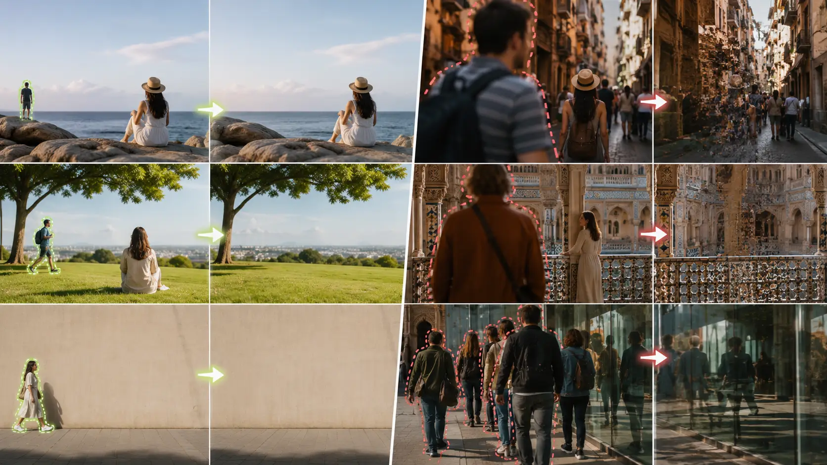 Easy vs Difficult Photos for AI Person Removal